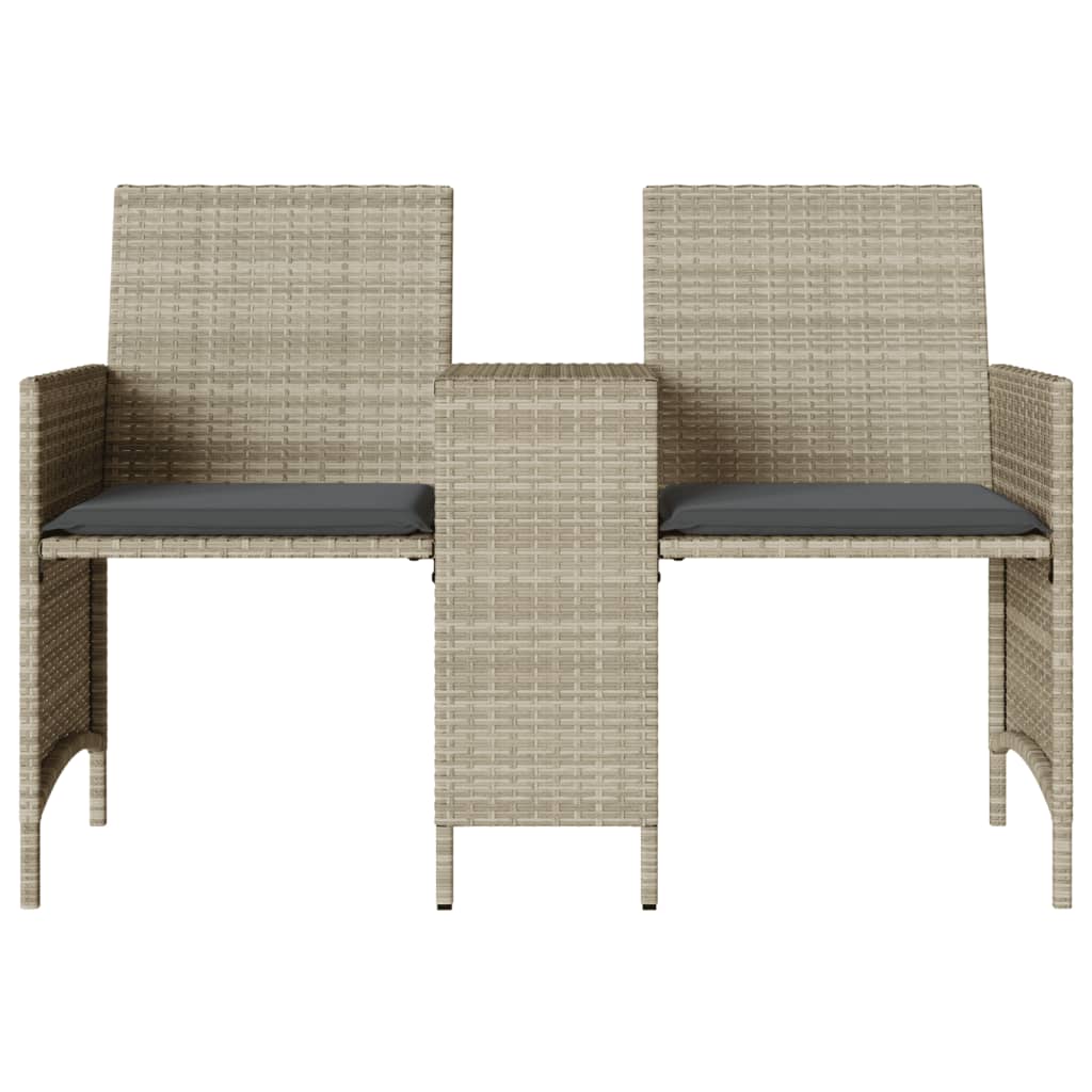 Tuinbank 2-zits tafel en voetenbanken poly rattan lichtgrijs is nu te koop bij PeponiXL, paradijselijk wonen!