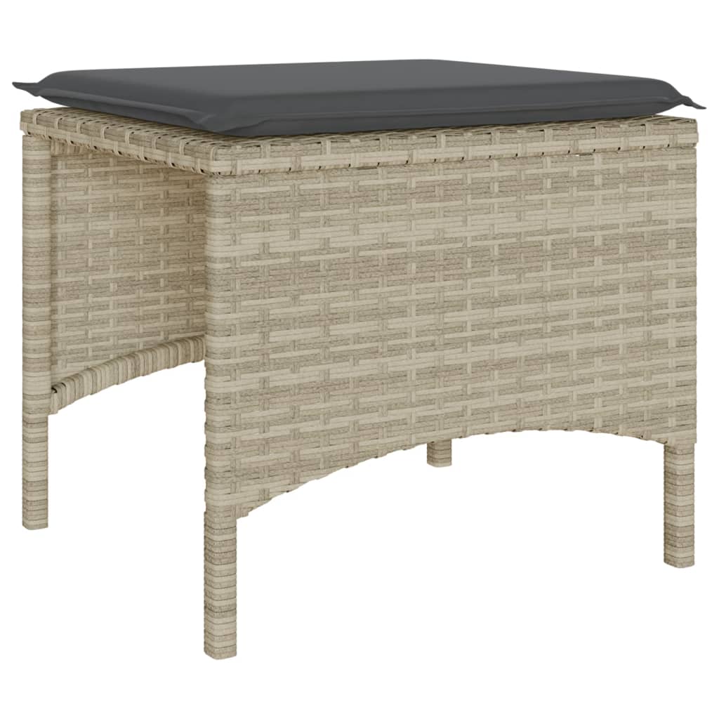 Tuinbank 2-zits tafel en voetenbanken poly rattan lichtgrijs is nu te koop bij PeponiXL, paradijselijk wonen!