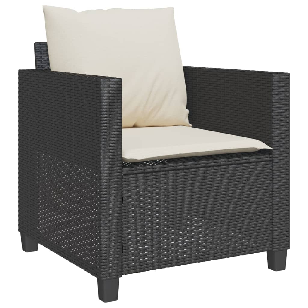 3-delige Bistroset met kussens poly rattan zwart is nu te koop bij PeponiXL, paradijselijk wonen!