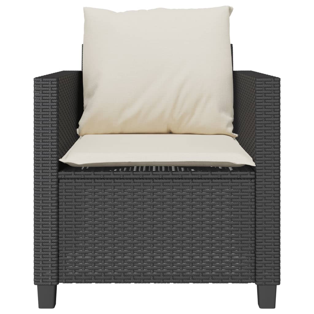 3-delige Bistroset met kussens poly rattan zwart is nu te koop bij PeponiXL, paradijselijk wonen!