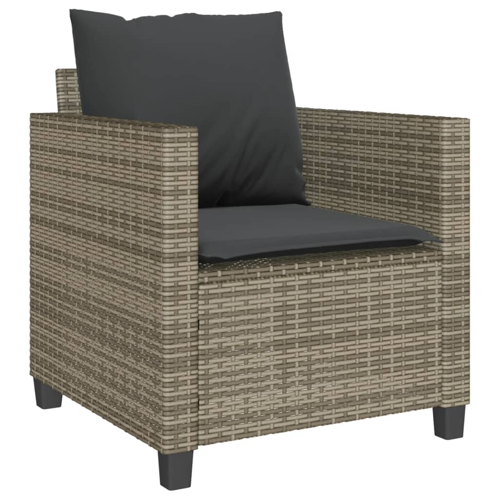 3-delige Bistroset met kussens poly rattan grijs is nu te koop bij PeponiXL, paradijselijk wonen!