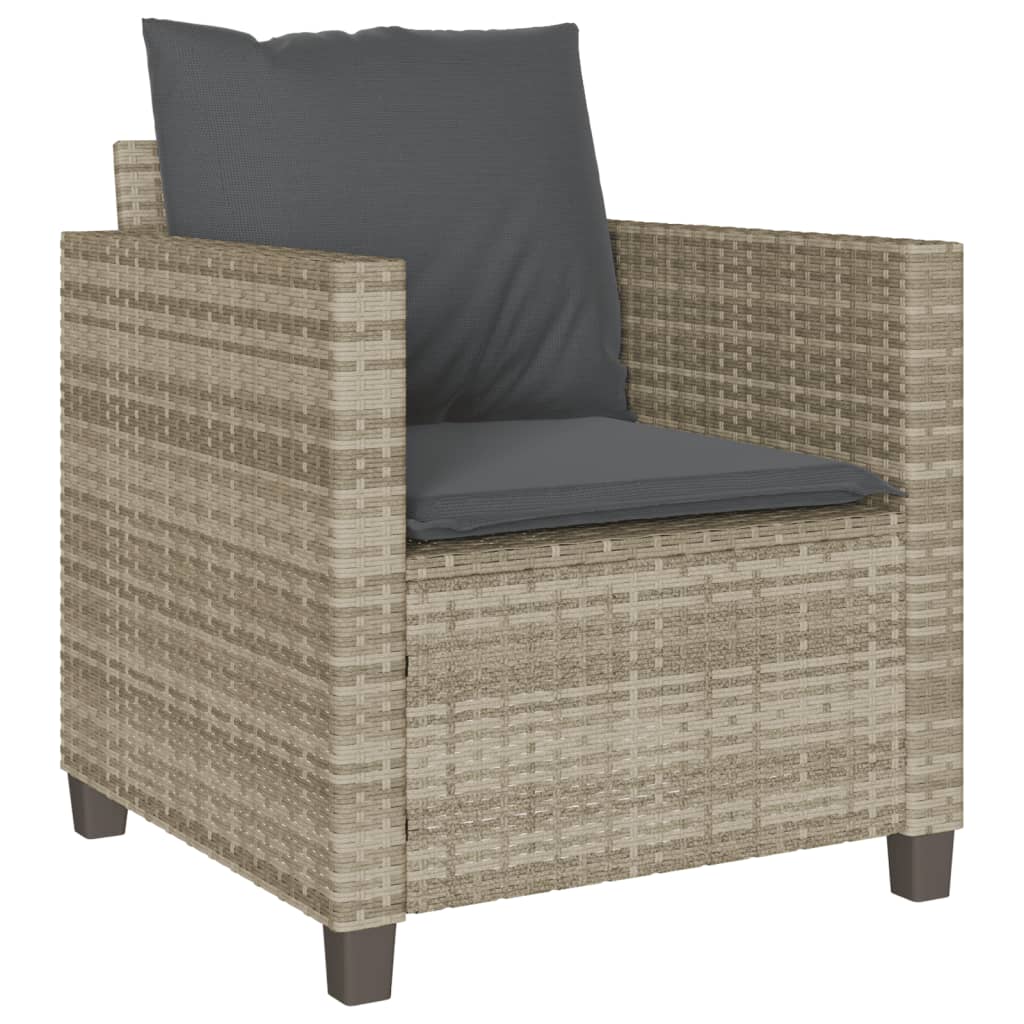 3-delige Bistroset met kussens poly rattan lichtgrijs is nu te koop bij PeponiXL, paradijselijk wonen!