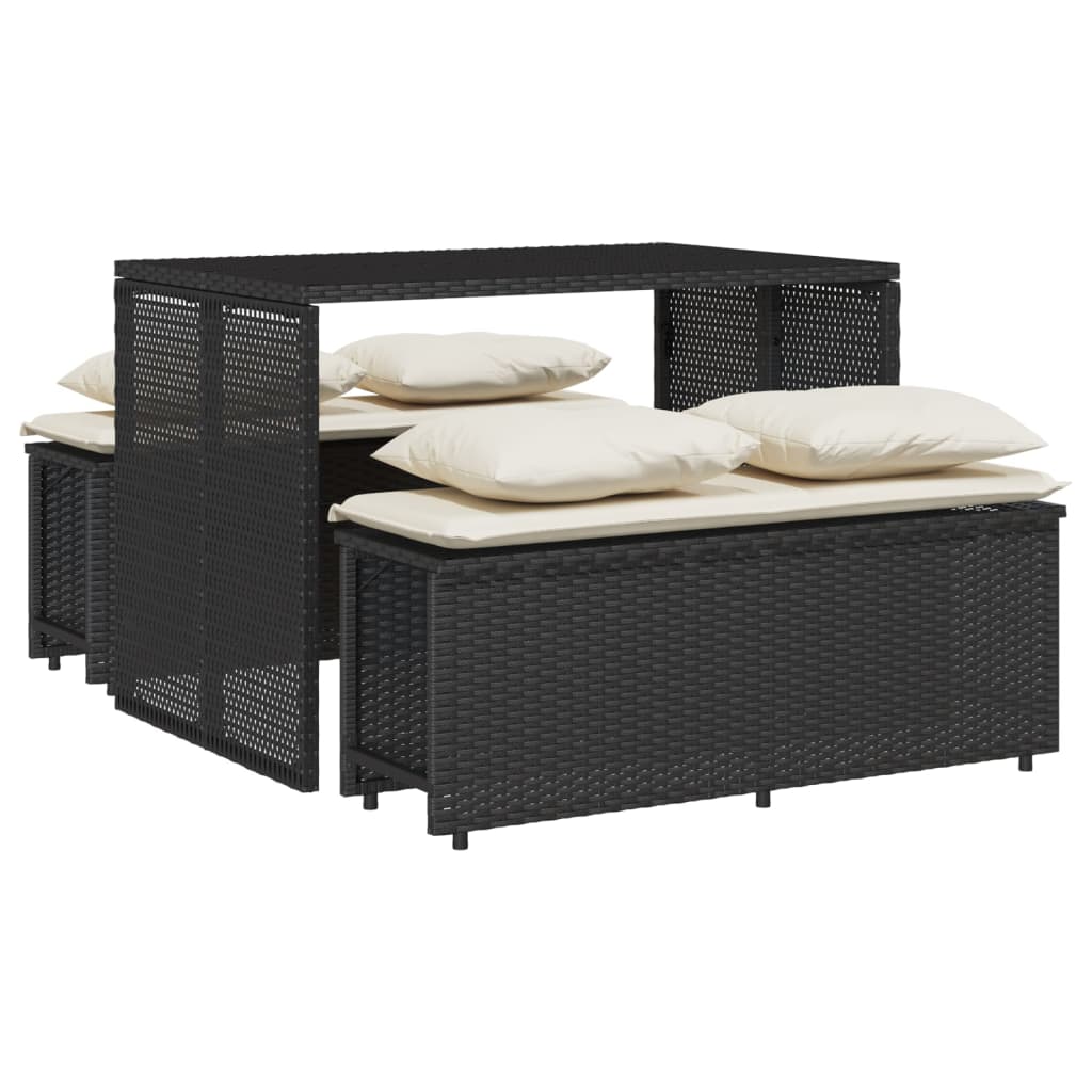 3-delige Tuinset met kussens poly rattan zwart is nu te koop bij PeponiXL, paradijselijk wonen!