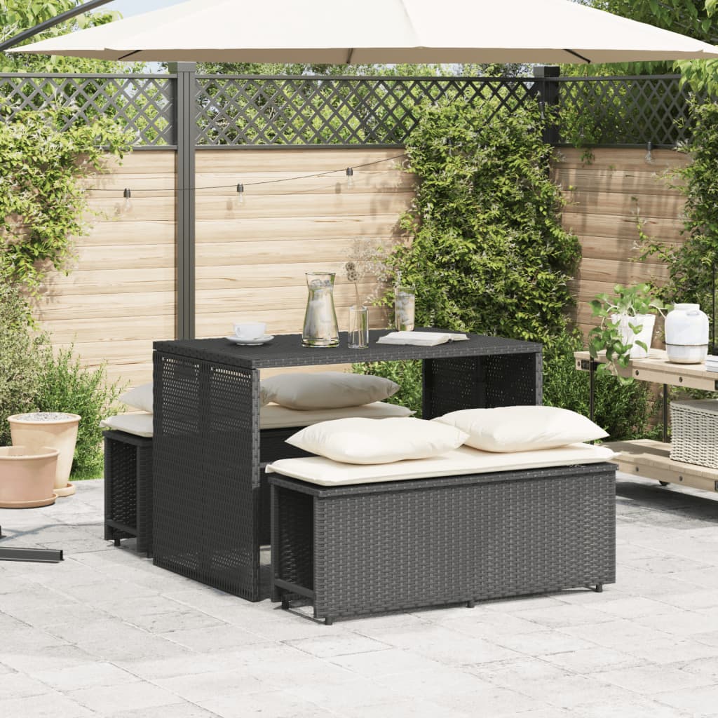 3-delige Tuinset met kussens poly rattan zwart is nu te koop bij PeponiXL, paradijselijk wonen!