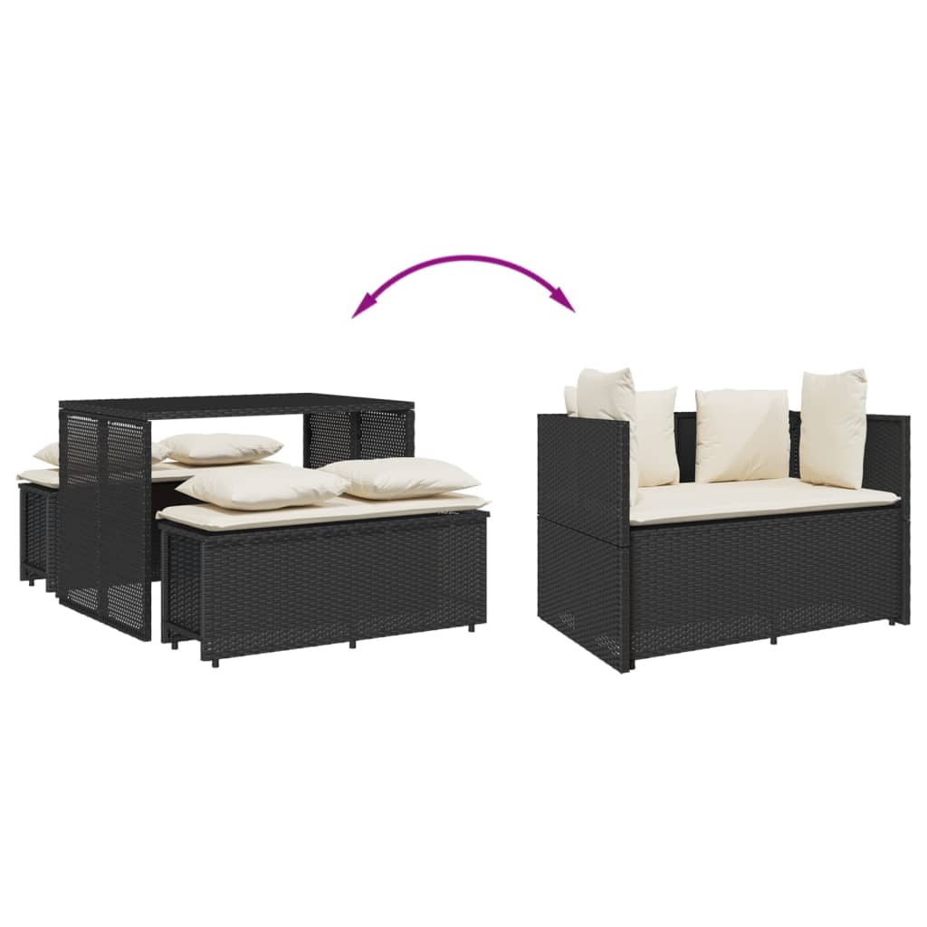 3-delige Tuinset met kussens poly rattan zwart is nu te koop bij PeponiXL, paradijselijk wonen!