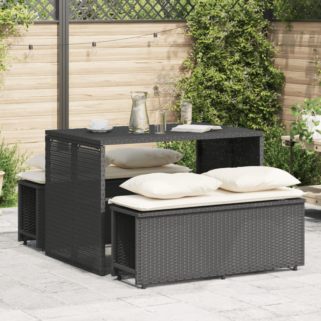 3-delige Tuinset met kussens poly rattan zwart is nu te koop bij PeponiXL, paradijselijk wonen!