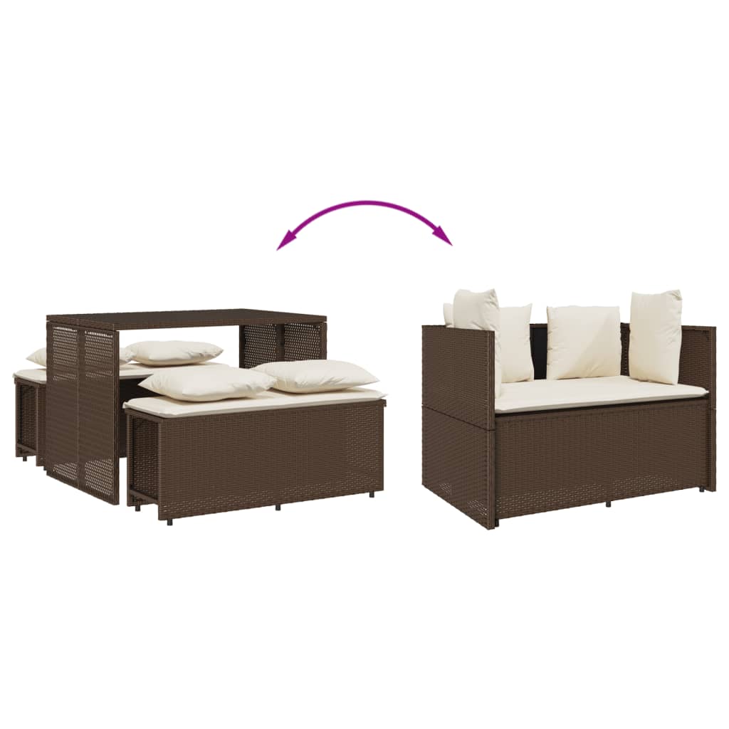 3-delige Tuinset met kussens poly rattan bruin is nu te koop bij PeponiXL, paradijselijk wonen!
