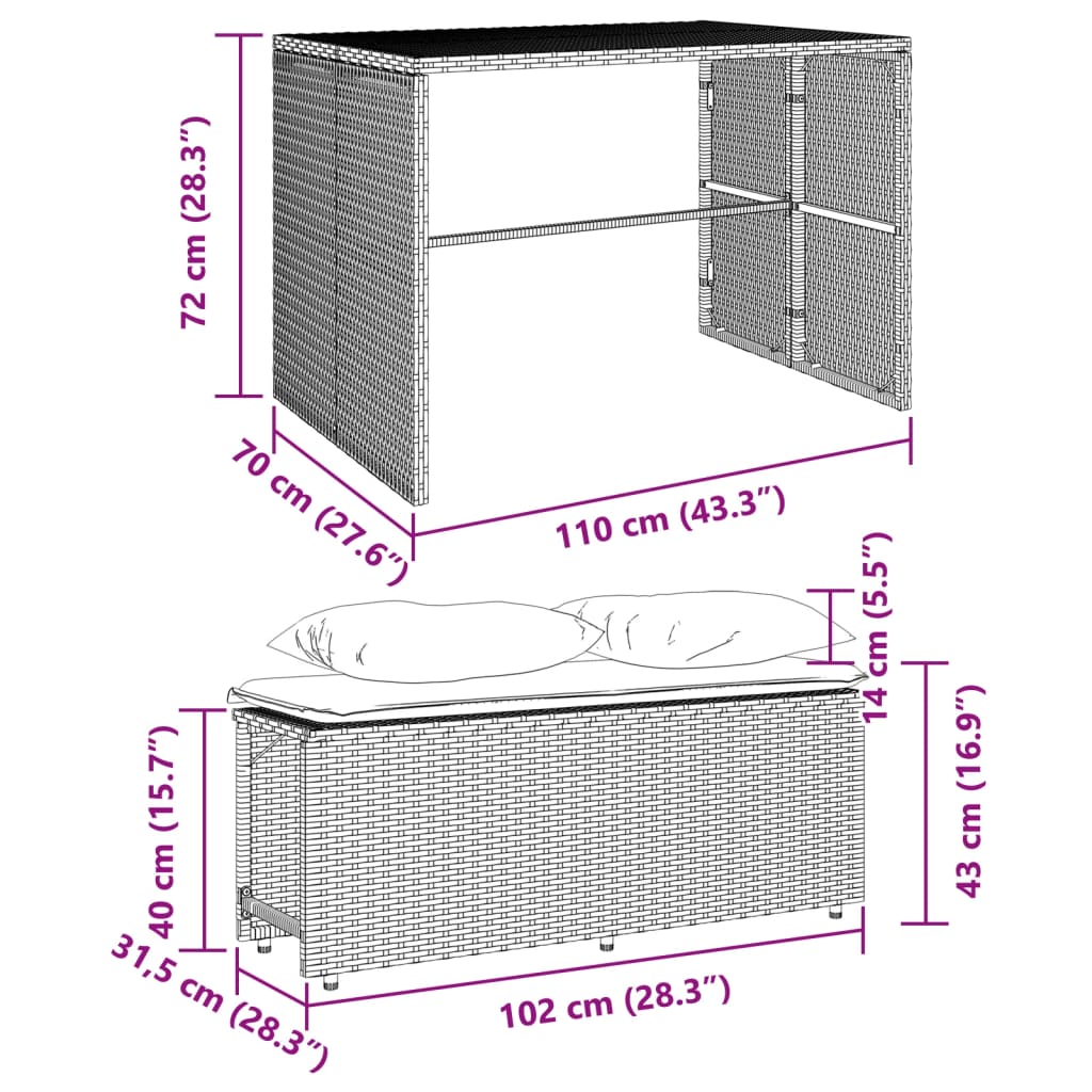 3-delige Tuinset met kussens poly rattan bruin is nu te koop bij PeponiXL, paradijselijk wonen!