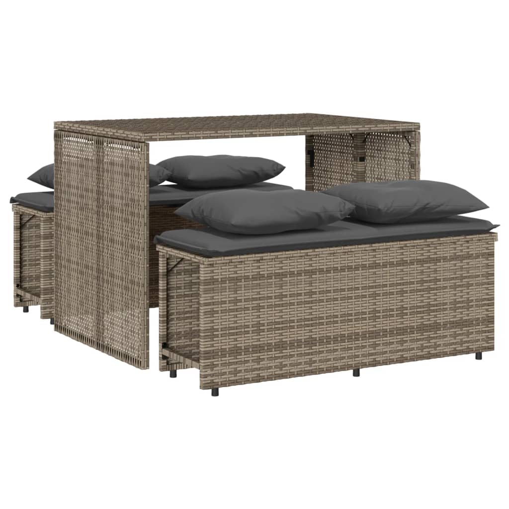 3-delige Tuinset met kussens poly rattan grijs is nu te koop bij PeponiXL, paradijselijk wonen!