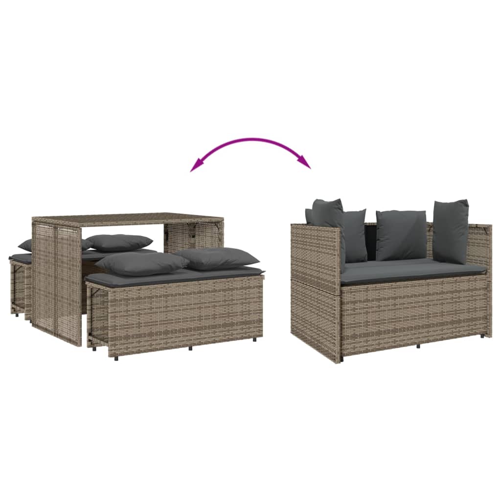 3-delige Tuinset met kussens poly rattan grijs is nu te koop bij PeponiXL, paradijselijk wonen!