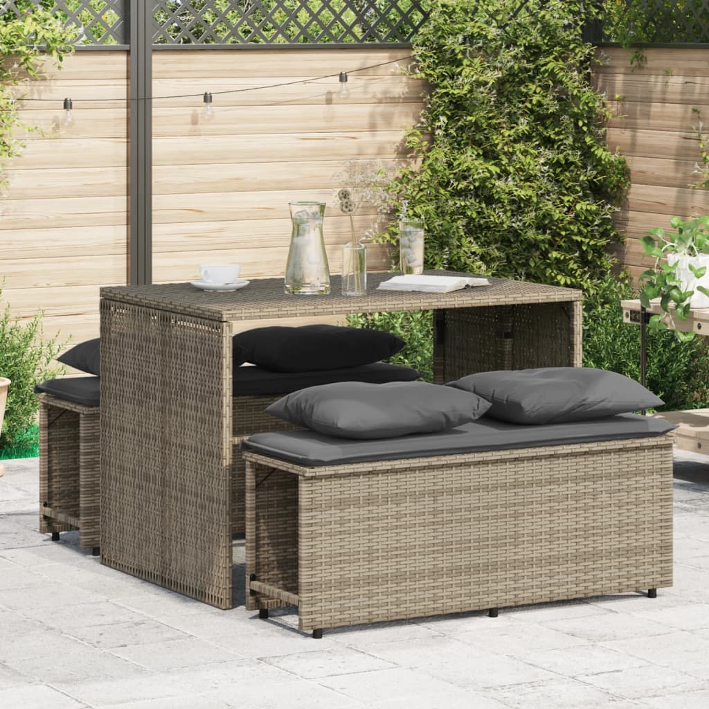 3-delige Tuinset met kussens poly rattan grijs is nu te koop bij PeponiXL, paradijselijk wonen!