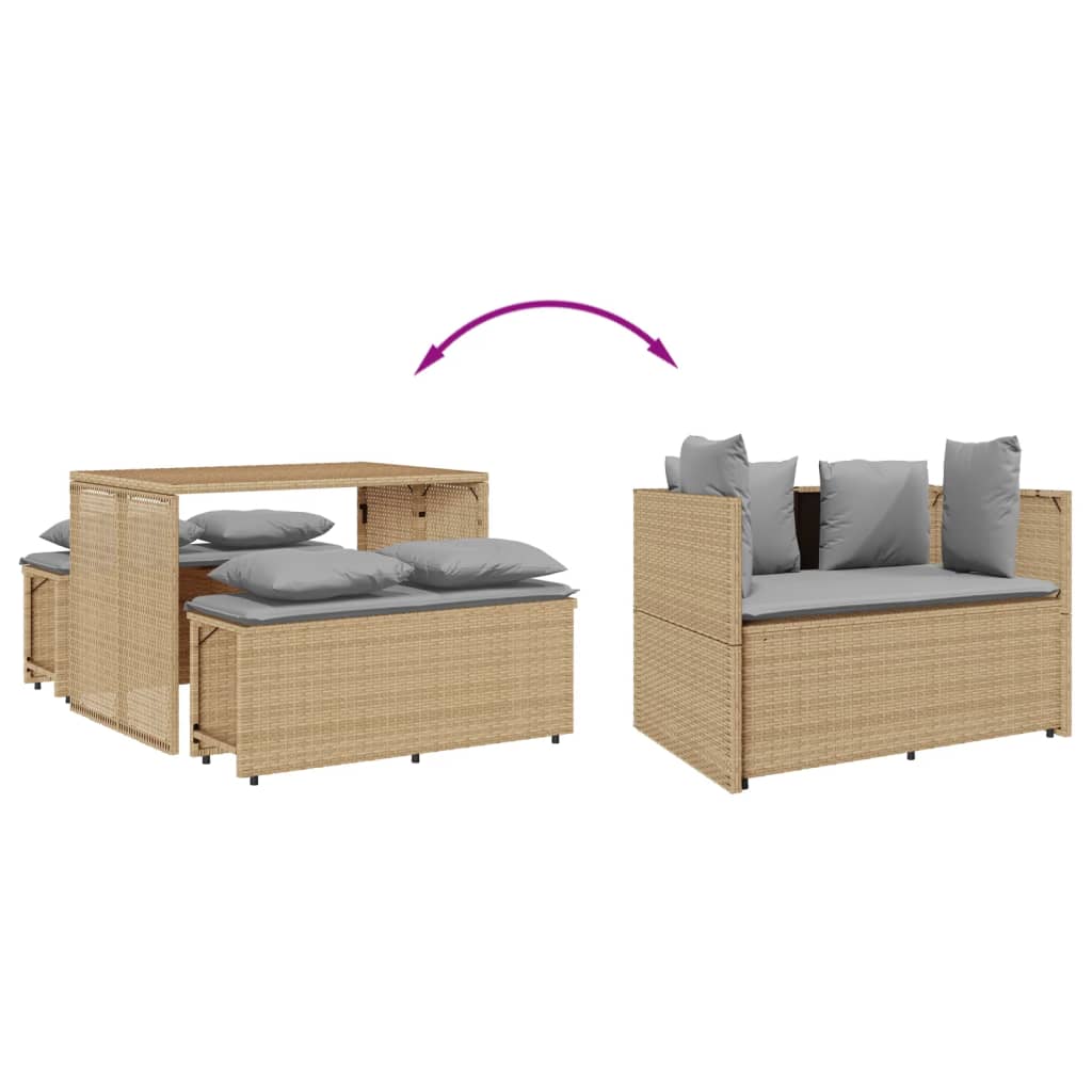 3-delige Tuinset met kussens poly rattan beige is nu te koop bij PeponiXL, paradijselijk wonen!