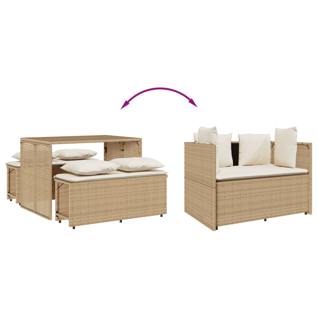 3-delige Tuinset met kussens poly rattan beige is nu te koop bij PeponiXL, paradijselijk wonen!