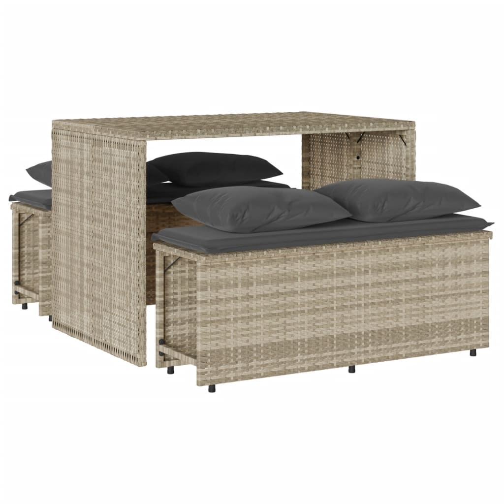 3-delige Tuinset met kussens poly rattan lichtgrijs is nu te koop bij PeponiXL, paradijselijk wonen!