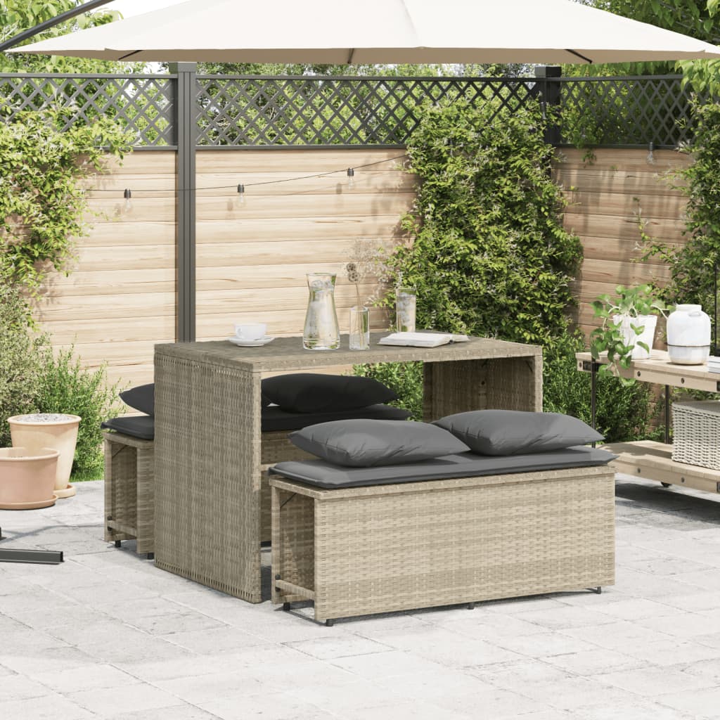 3-delige Tuinset met kussens poly rattan lichtgrijs is nu te koop bij PeponiXL, paradijselijk wonen!