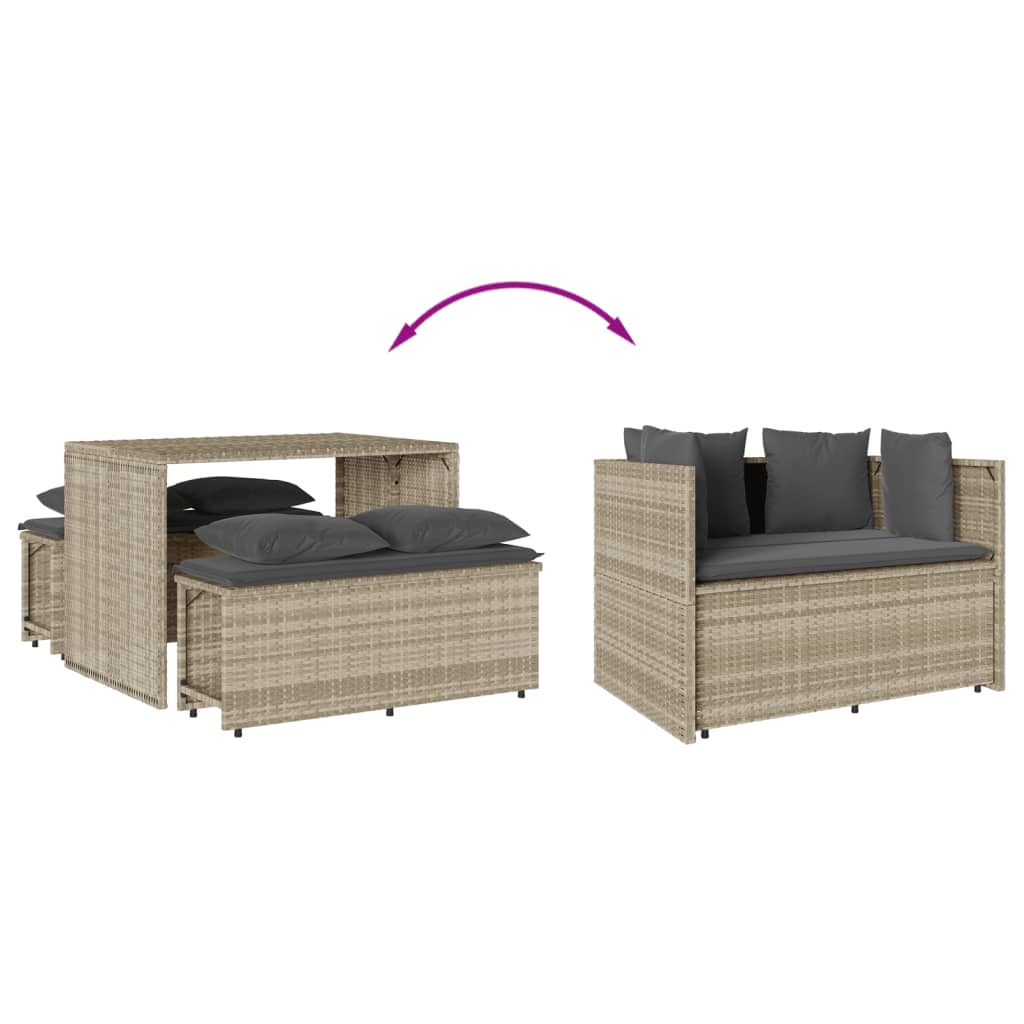 3-delige Tuinset met kussens poly rattan lichtgrijs is nu te koop bij PeponiXL, paradijselijk wonen!