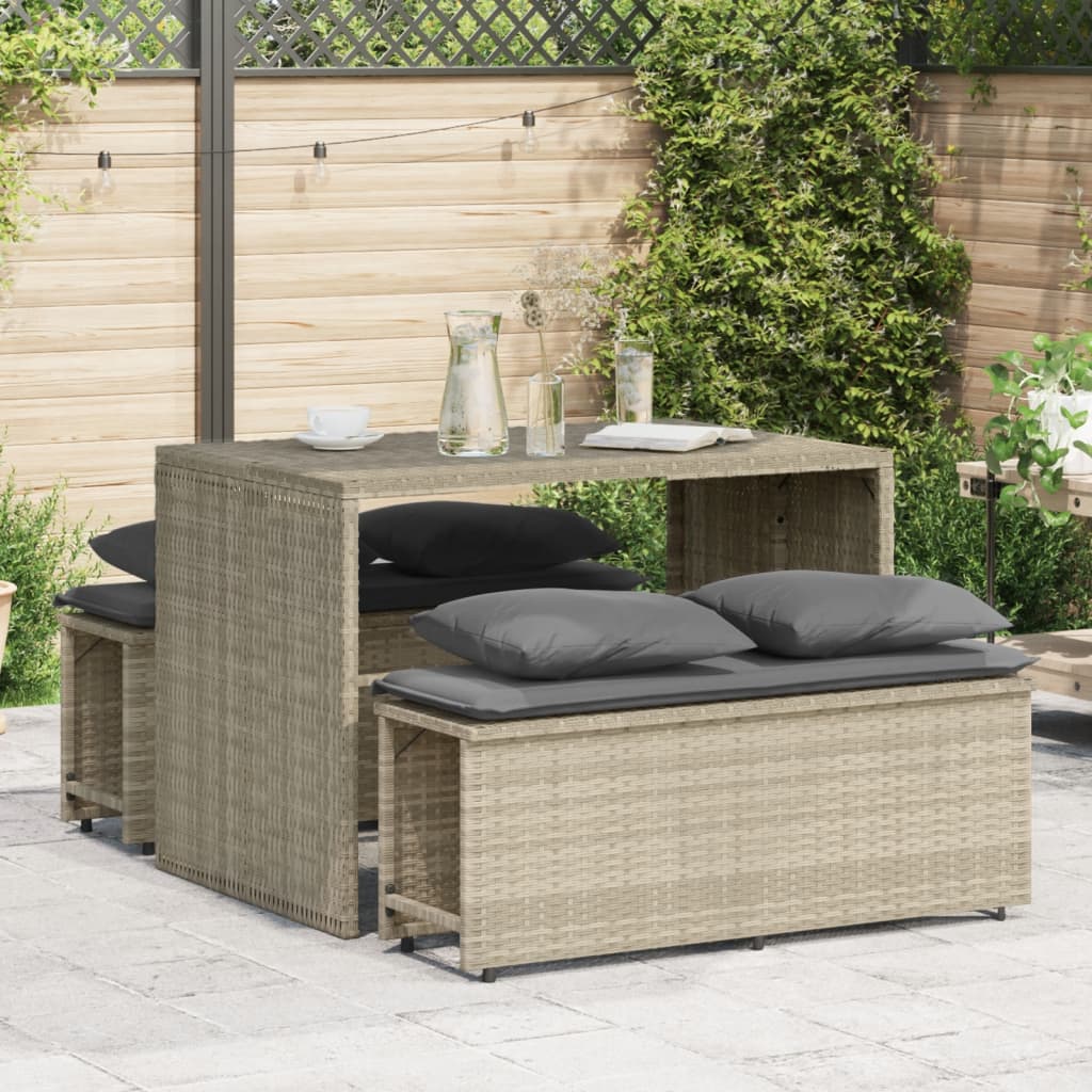 3-delige Tuinset met kussens poly rattan lichtgrijs is nu te koop bij PeponiXL, paradijselijk wonen!