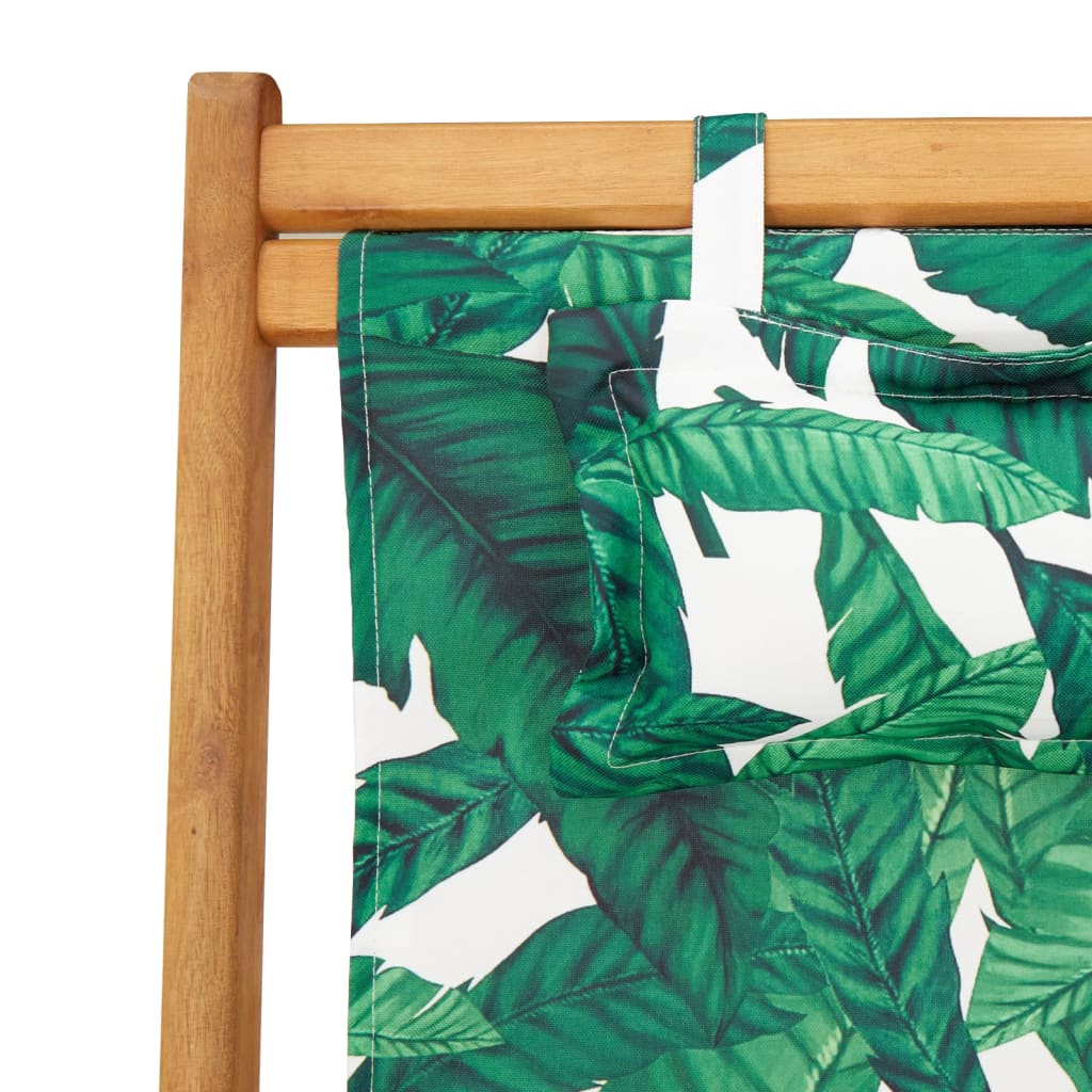 Strandstoel inklapbaar bladpatroon eucalyptushout en stof is nu te koop bij PeponiXL, paradijselijk wonen!