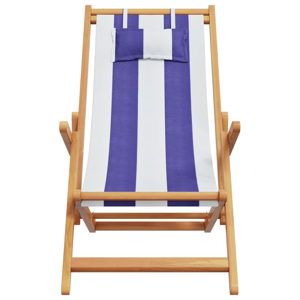 Strandstoel inklapbaar eucalyptushout en stof blauw en wit is nu te koop bij PeponiXL, paradijselijk wonen!