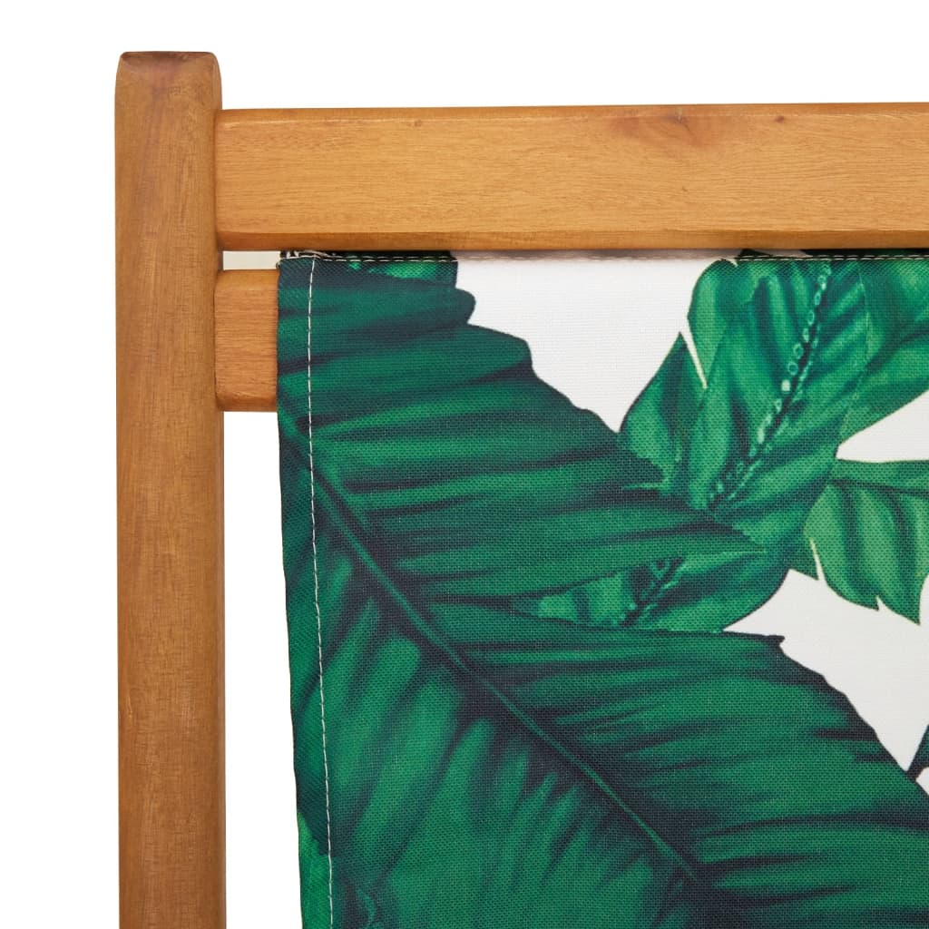 Strandstoel inklapbaar bladpatroon eucalyptushout en stof is nu te koop bij PeponiXL, paradijselijk wonen!