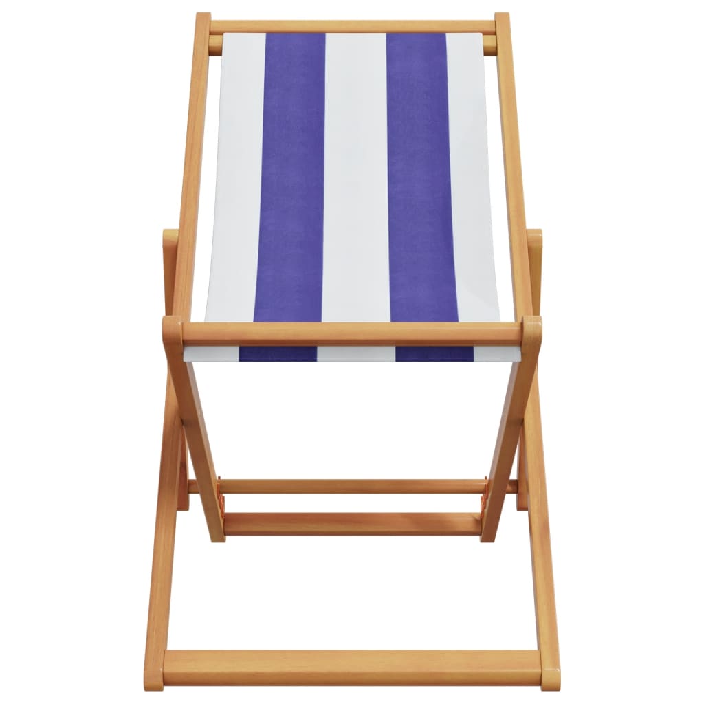 Strandstoel inklapbaar eucalyptushout en stof blauw en wit is nu te koop bij PeponiXL, paradijselijk wonen!