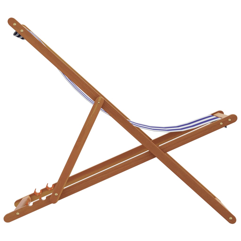 Strandstoel inklapbaar eucalyptushout en stof blauw en wit is nu te koop bij PeponiXL, paradijselijk wonen!