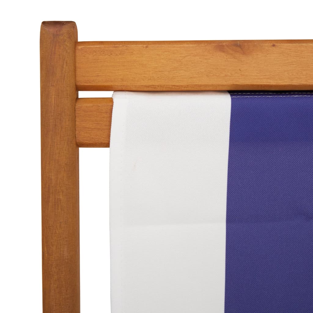 Strandstoel inklapbaar eucalyptushout en stof blauw en wit is nu te koop bij PeponiXL, paradijselijk wonen!