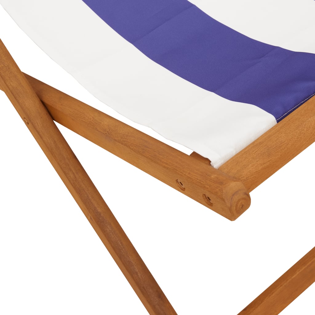 Strandstoel inklapbaar eucalyptushout en stof blauw en wit is nu te koop bij PeponiXL, paradijselijk wonen!