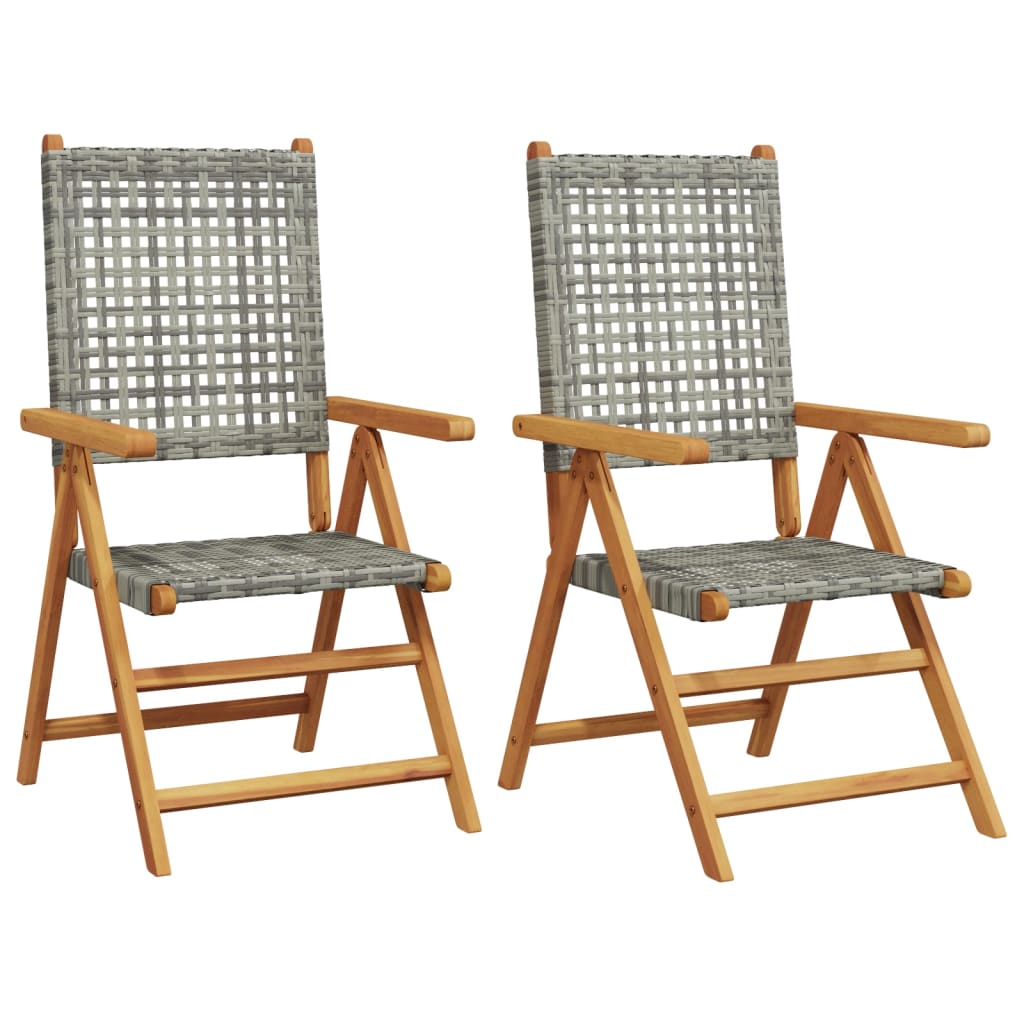 Tuinstoelen 2 st massief acaciahout en poly rattan grijs is nu te koop bij PeponiXL, paradijselijk wonen!