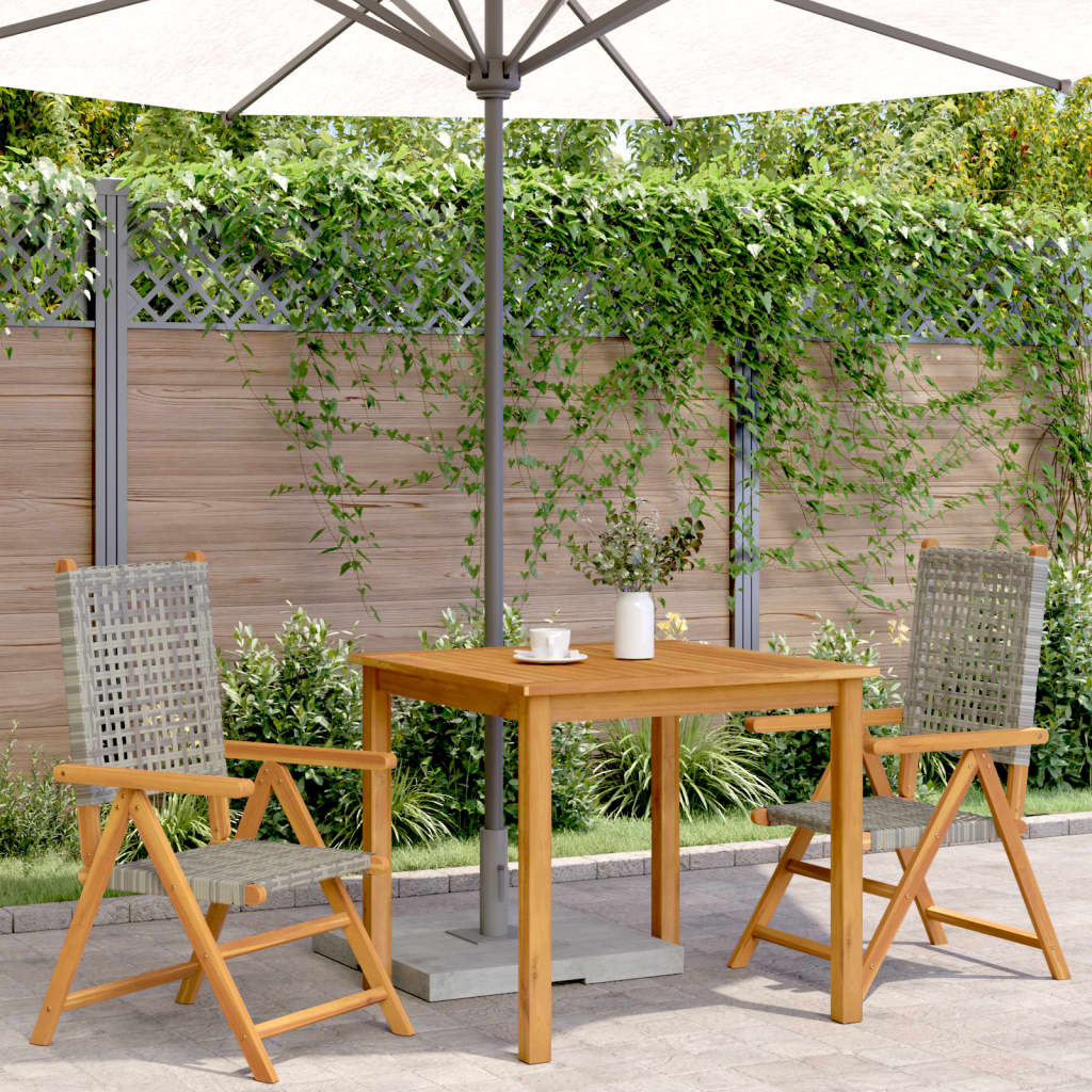 Tuinstoelen 2 st massief acaciahout en poly rattan grijs is nu te koop bij PeponiXL, paradijselijk wonen!