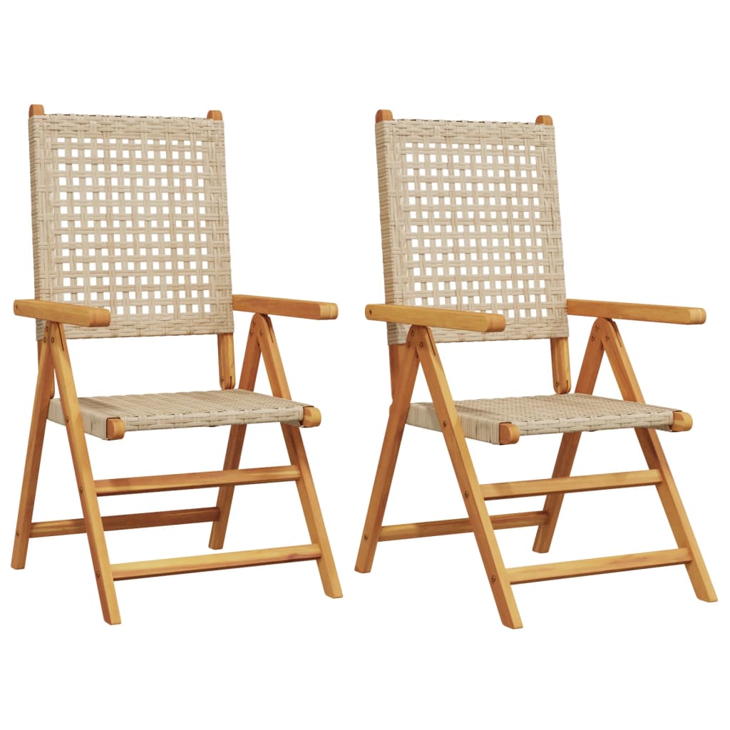 Tuinstoelen 2 st massief acaciahout en poly rattan beige is nu te koop bij PeponiXL, paradijselijk wonen!
