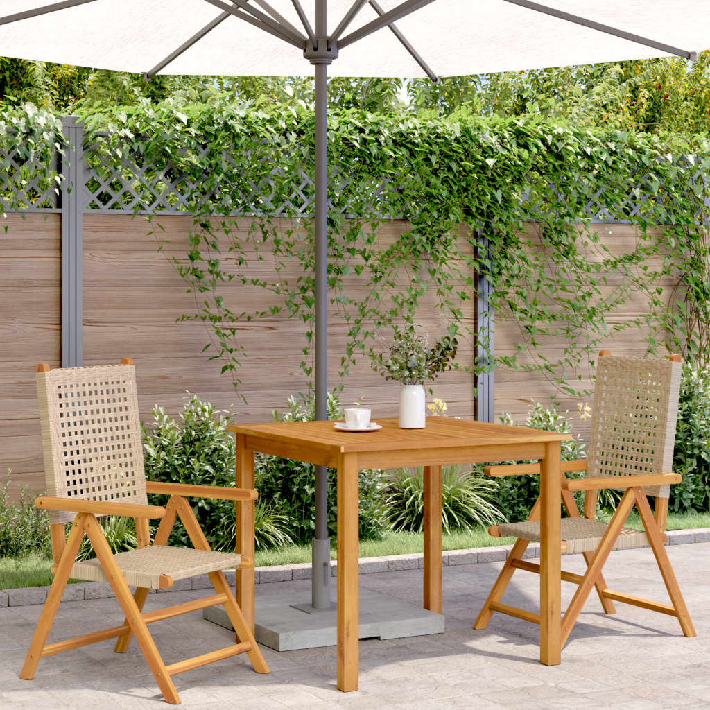 Tuinstoelen 2 st massief acaciahout en poly rattan beige is nu te koop bij PeponiXL, paradijselijk wonen!