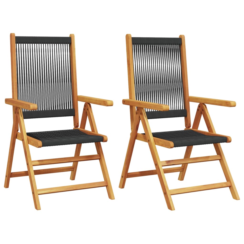 Tuinstoelen 2 st massief acaciahout en polypropeen zwart is nu te koop bij PeponiXL, paradijselijk wonen!