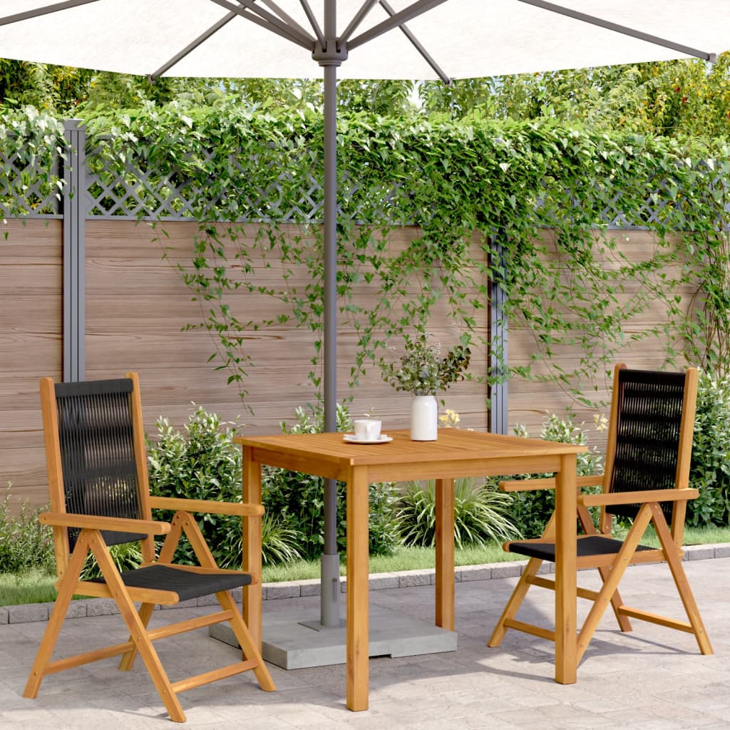Tuinstoelen 2 st massief acaciahout en polypropeen zwart is nu te koop bij PeponiXL, paradijselijk wonen!