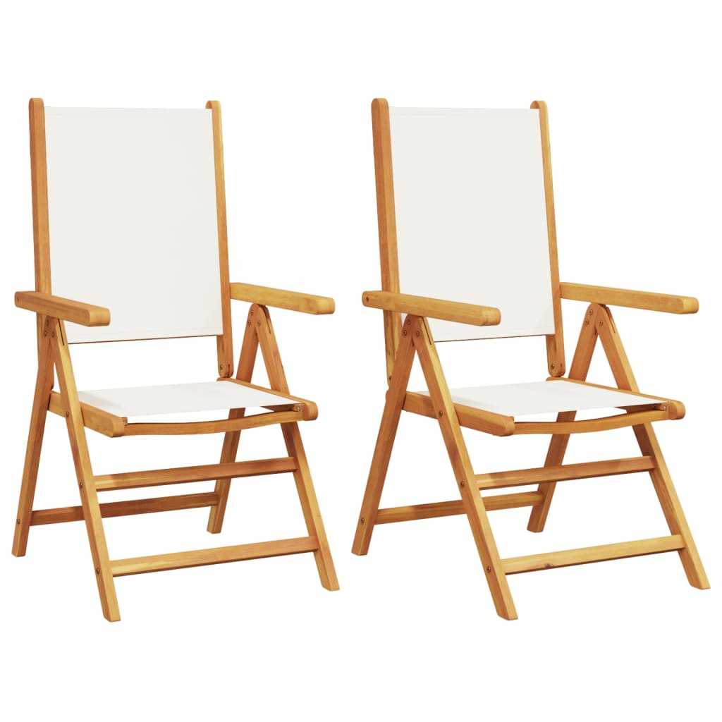 Tuinstoelen 2 st inklapbaar acaciahout en stof crèmewit is nu te koop bij PeponiXL, paradijselijk wonen!