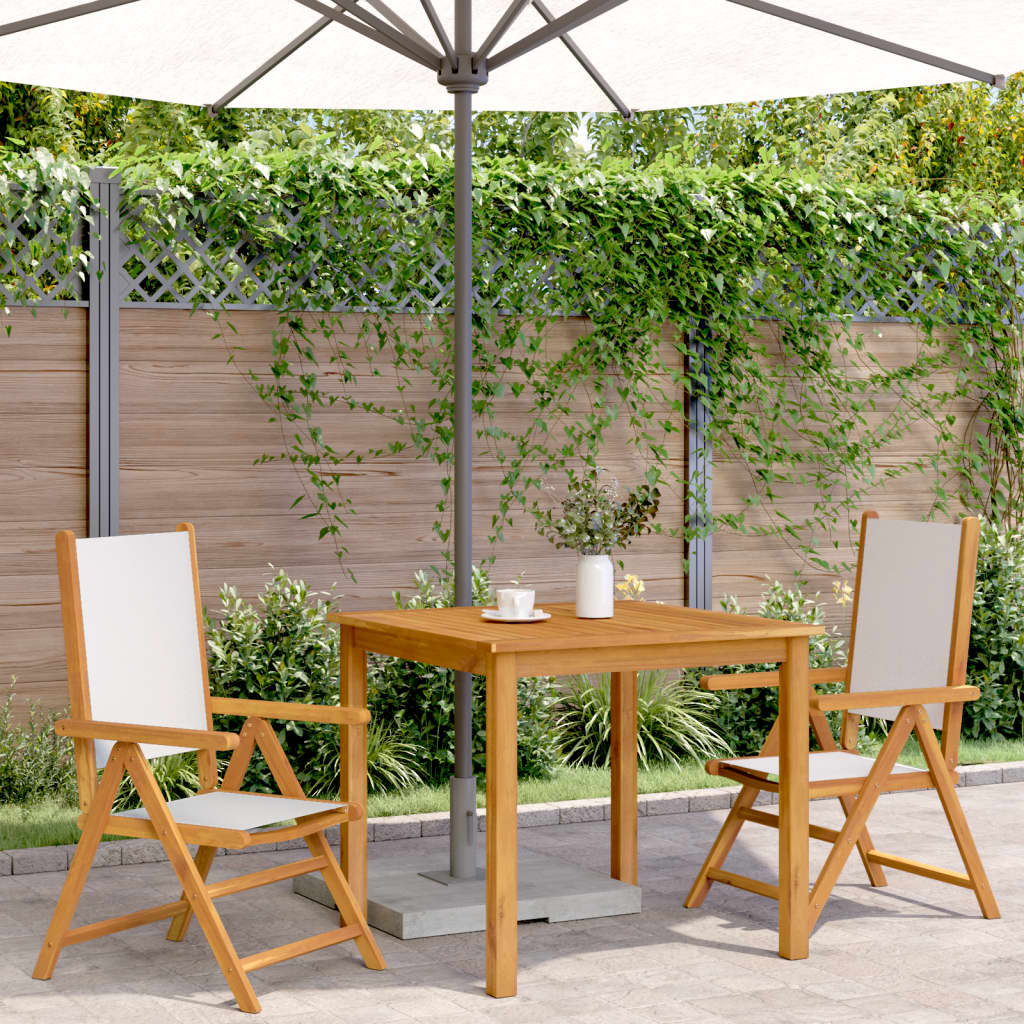 Tuinstoelen 2 st inklapbaar acaciahout en stof crèmewit is nu te koop bij PeponiXL, paradijselijk wonen!