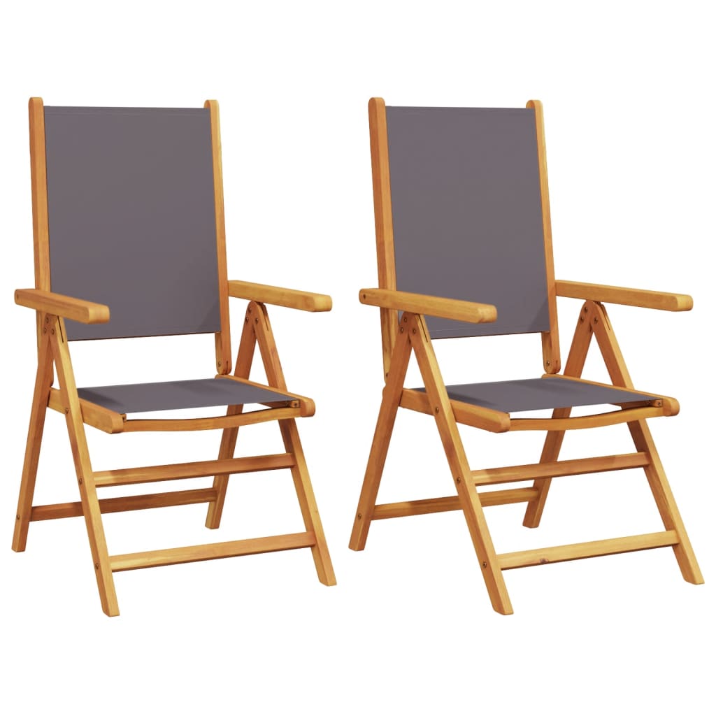Tuinstoelen 2 st inklapbaar acaciahout en stof antracietkleurig is nu te koop bij PeponiXL, paradijselijk wonen!