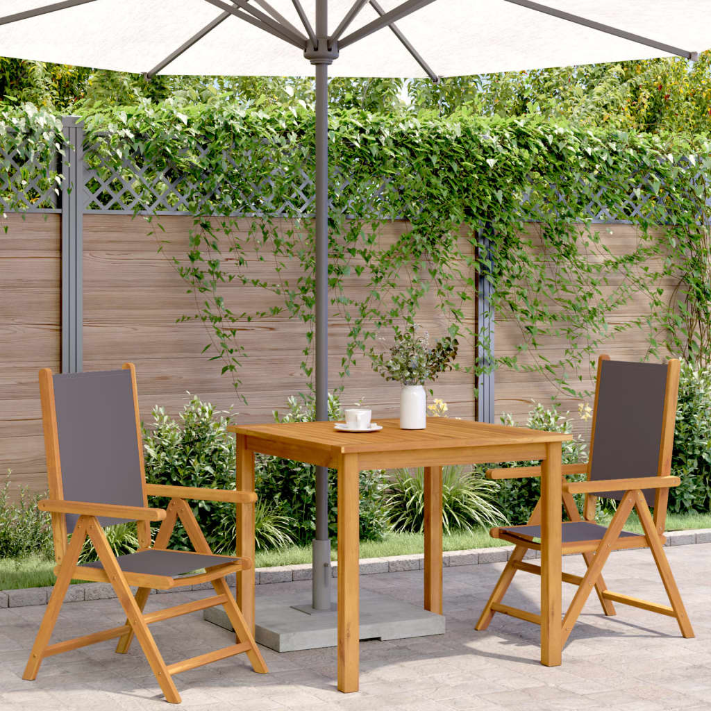 Tuinstoelen 2 st inklapbaar acaciahout en stof antracietkleurig is nu te koop bij PeponiXL, paradijselijk wonen!