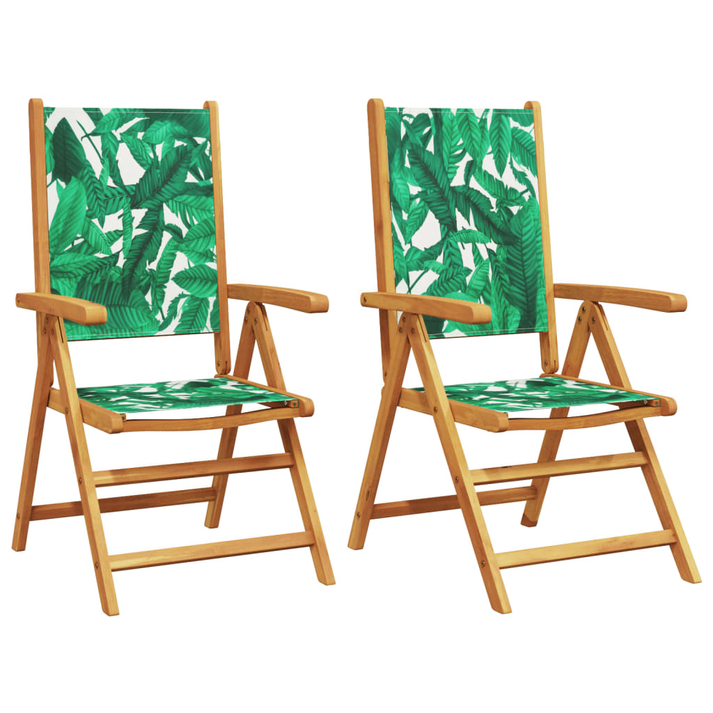 Tuinstoelen 2 st bladpatroon massief acaciahout en stof is nu te koop bij PeponiXL, paradijselijk wonen!