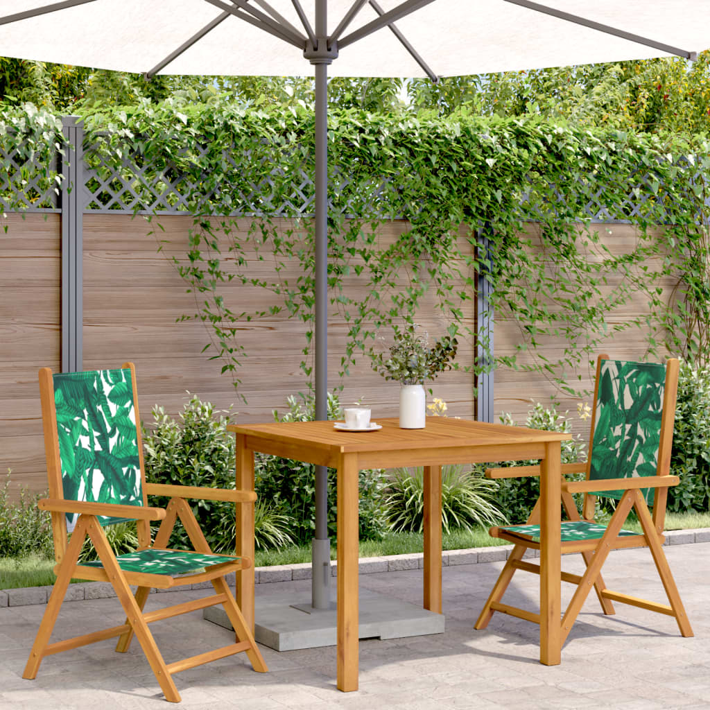 Tuinstoelen 2 st bladpatroon massief acaciahout en stof is nu te koop bij PeponiXL, paradijselijk wonen!