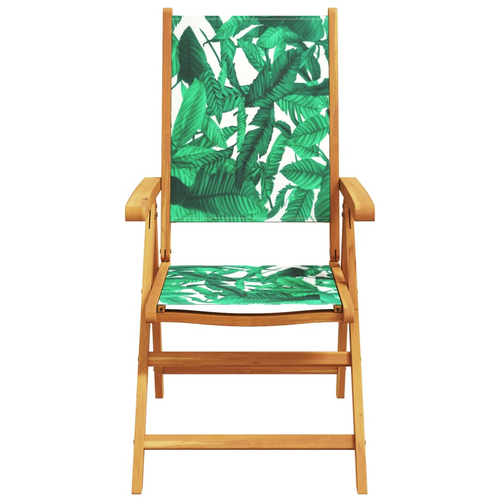 Tuinstoelen 2 st bladpatroon massief acaciahout en stof is nu te koop bij PeponiXL, paradijselijk wonen!