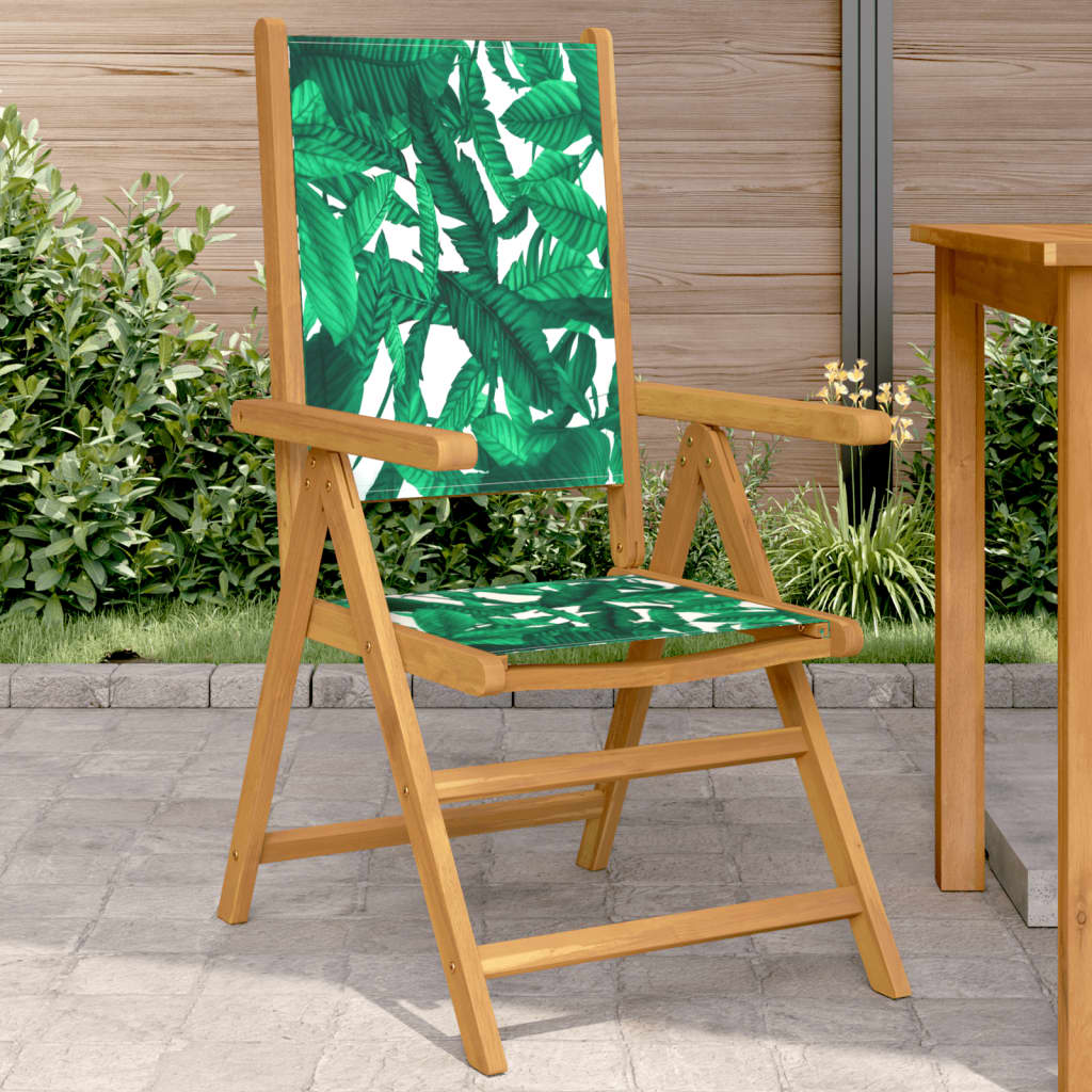 Tuinstoelen 2 st bladpatroon massief acaciahout en stof is nu te koop bij PeponiXL, paradijselijk wonen!