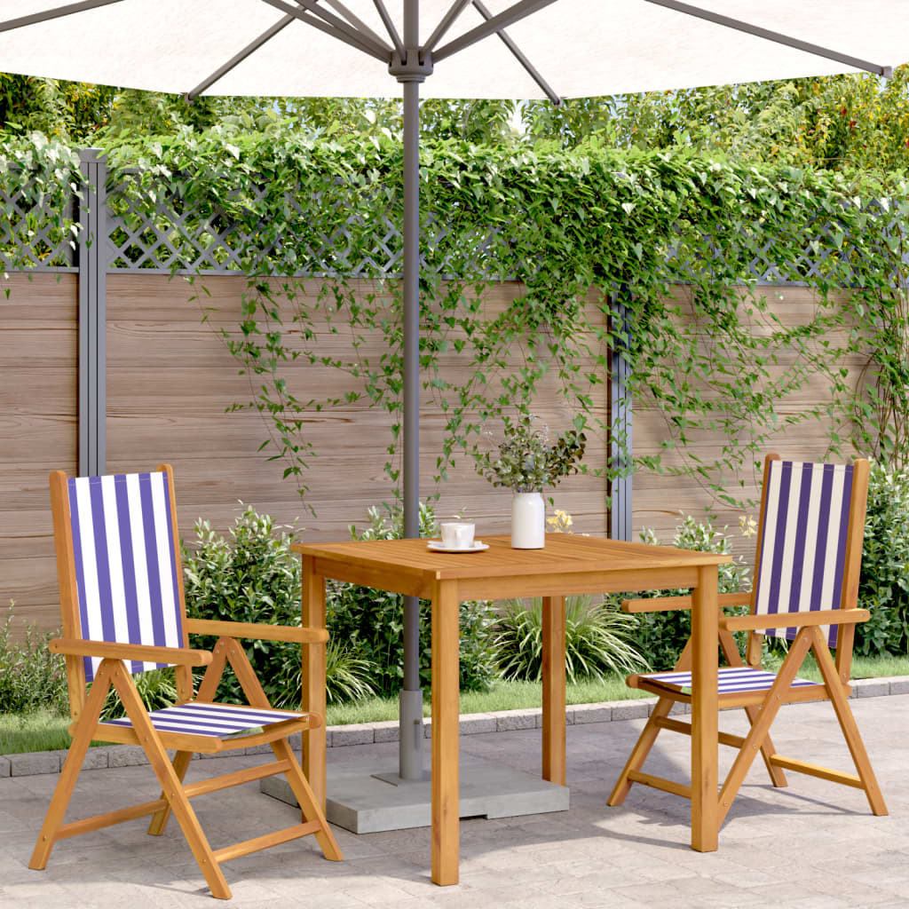 Tuinstoelen 2 st massief acaciahout en stof blauw en wit is nu te koop bij PeponiXL, paradijselijk wonen!