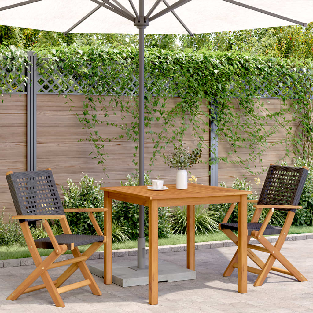 Tuinstoelen 2 st massief acaciahout en poly rattan zwart is nu te koop bij PeponiXL, paradijselijk wonen!