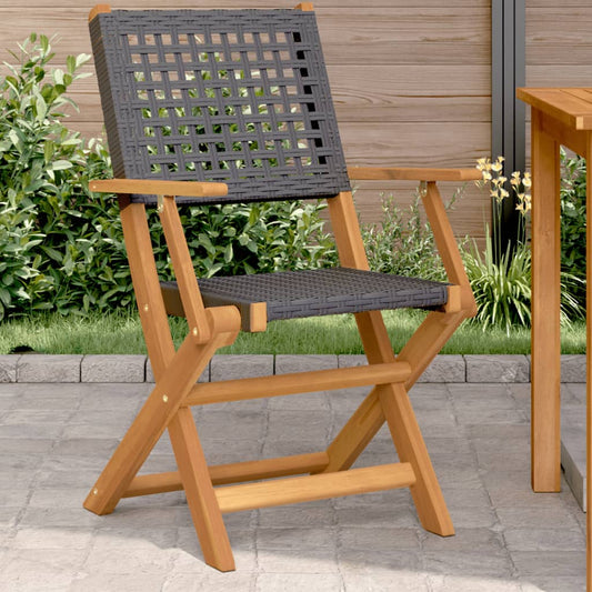 Tuinstoelen 2 st massief acaciahout en poly rattan zwart is nu te koop bij PeponiXL, paradijselijk wonen!