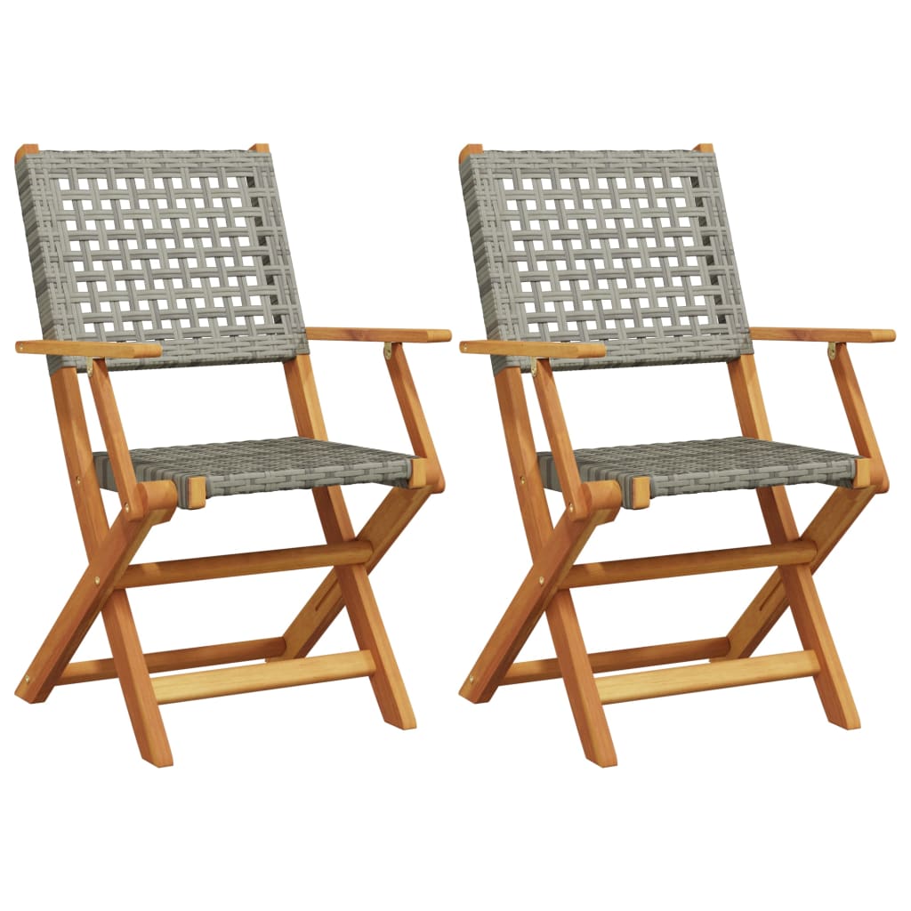 Tuinstoelen 2 st massief acaciahout en poly rattan grijs is nu te koop bij PeponiXL, paradijselijk wonen!