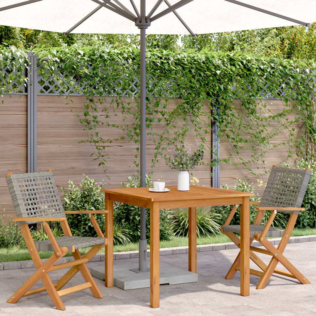 Tuinstoelen 2 st massief acaciahout en poly rattan grijs is nu te koop bij PeponiXL, paradijselijk wonen!
