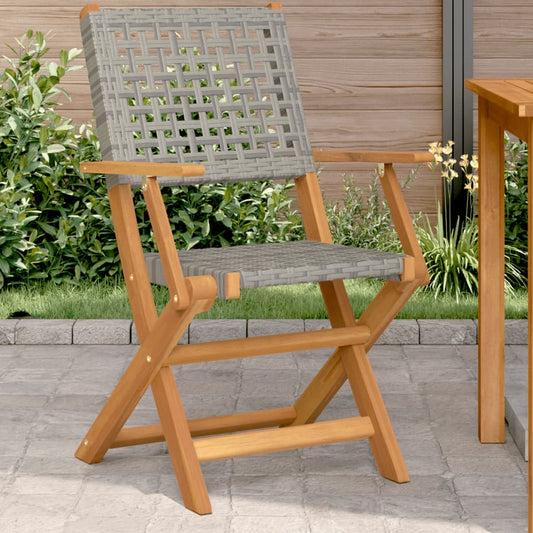 Tuinstoelen 2 st massief acaciahout en poly rattan grijs is nu te koop bij PeponiXL, paradijselijk wonen!