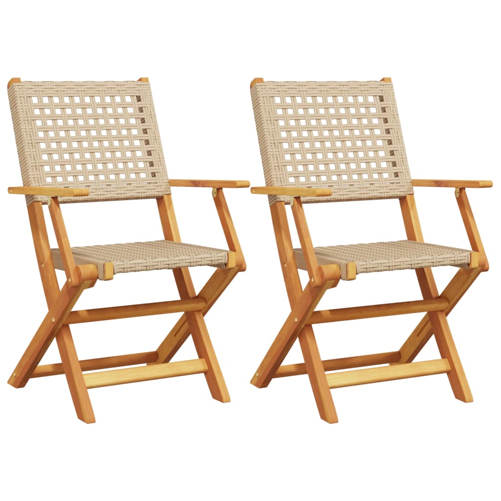 Tuinstoelen 2 st massief acaciahout en poly rattan beige is nu te koop bij PeponiXL, paradijselijk wonen!