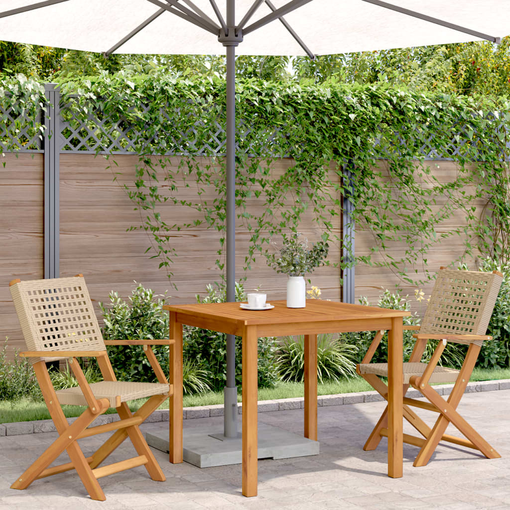 Tuinstoelen 2 st massief acaciahout en poly rattan beige is nu te koop bij PeponiXL, paradijselijk wonen!
